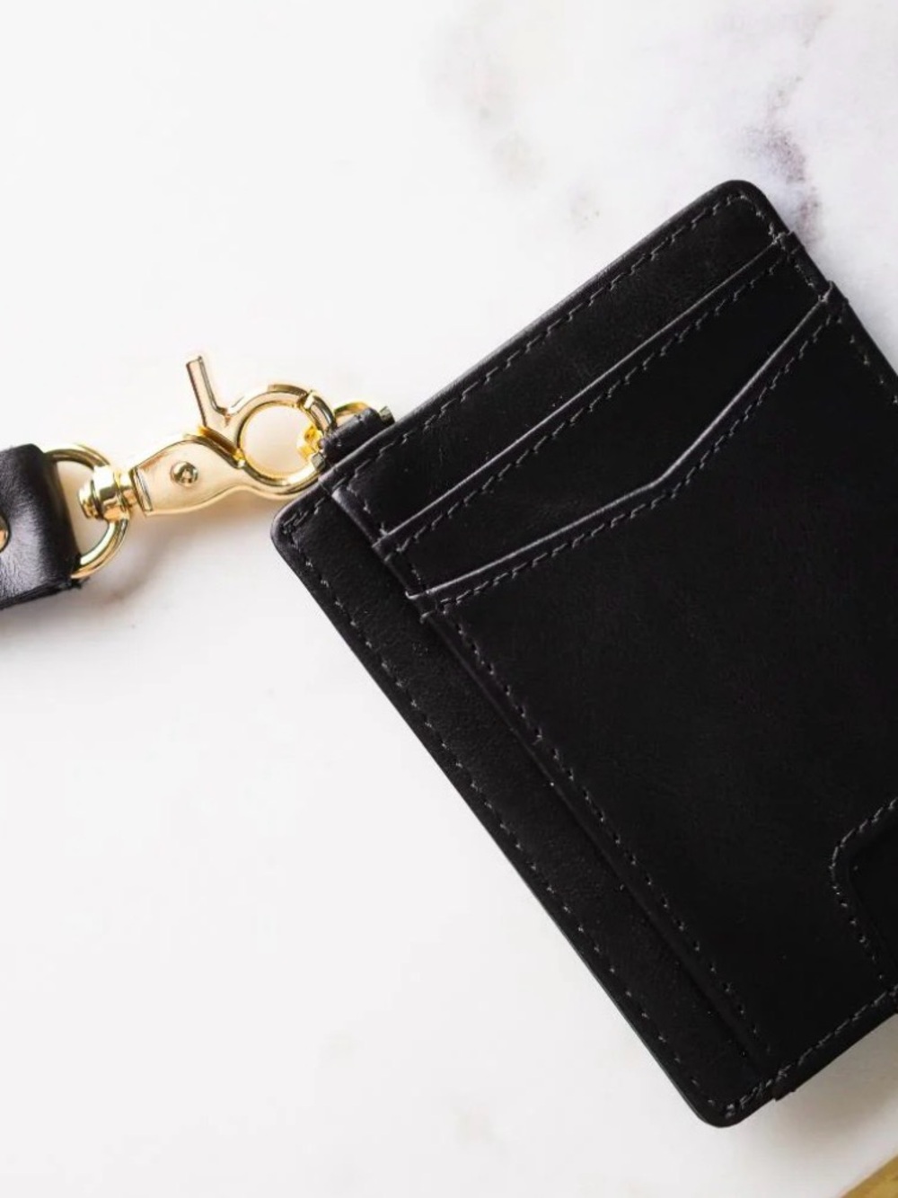 Andar The Denner Leather Wallet Wristlet - Black with Gold Hardware